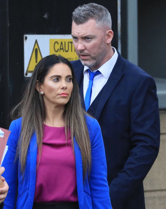 Niall Bradley and wife Kerri leave Newry court after being convicted for the attack